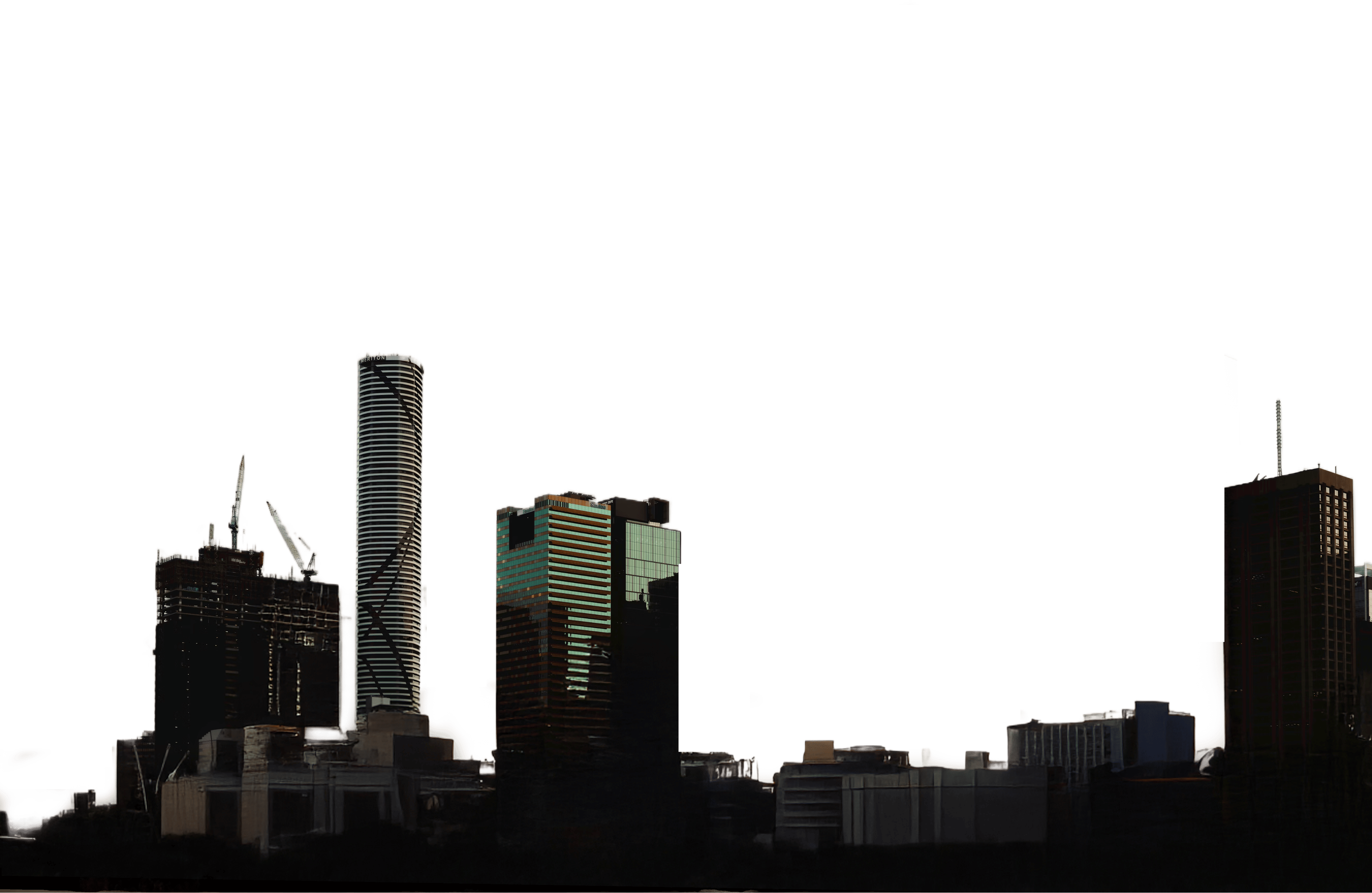 Dynamic cityscape showcasing a mix of futuristic and under-construction buildings, highlighting urban growth and architectural innovation.